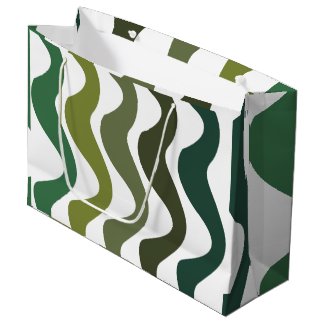 Green Wavy Stripes Large Gift Bag