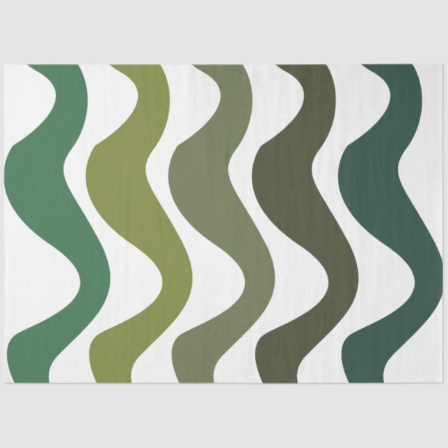 Green Wavy Stripes Tissue Paper (Front)