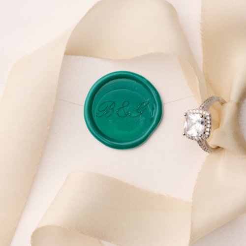 Green wax seal stamp for elegant wedding event