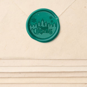 Green Wax Seal Sticker Merry Christmas 