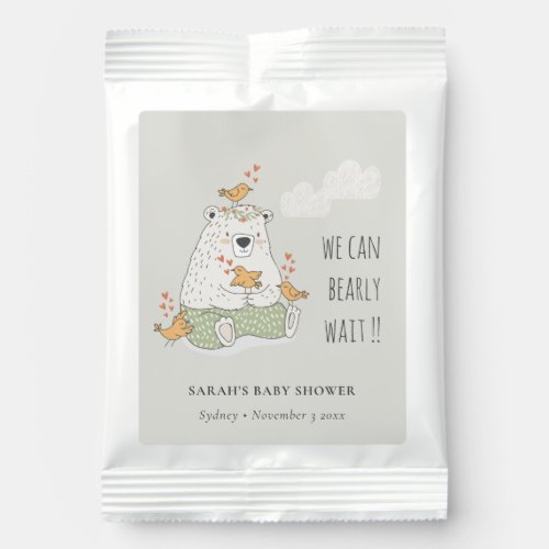 Green We Can Bearly Wait Bear Birds Baby Shower Lemonade Drink Mix