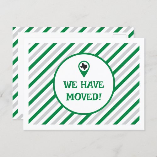 Green We Have Moved Striped Moving  Postcard