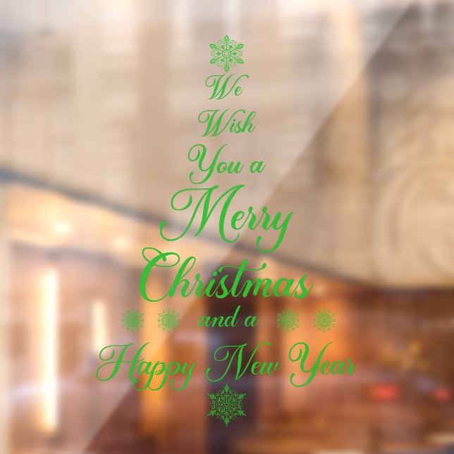 Green We Wish You A Merry Christmas Window Clings (Sheet 2)