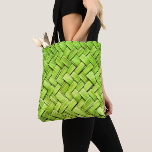Green Weave Design Tropical Tote Bag