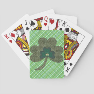 Green Weave with Shamrock Poker Cards