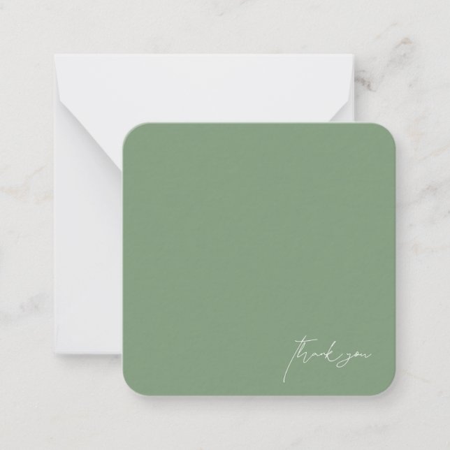 Green Wedding Blank Thank You Note Card (Front)