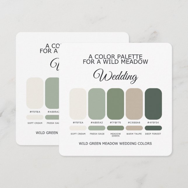 Green Wedding Color Palette Card (Front/Back)