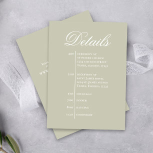 Green Wedding Details Response RSVP Enclosure Card