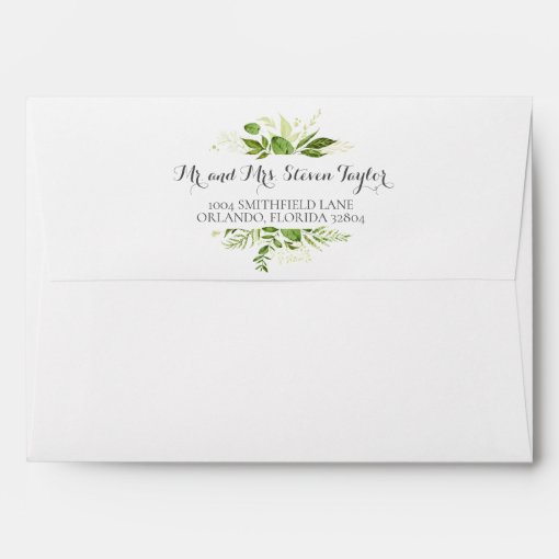 Green Wedding Envelopes, Rustic Greenery Envelope Zazzle