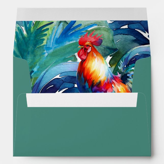 Green Wedding Envelopes Sol Rooster Interior (Back (Bottom))