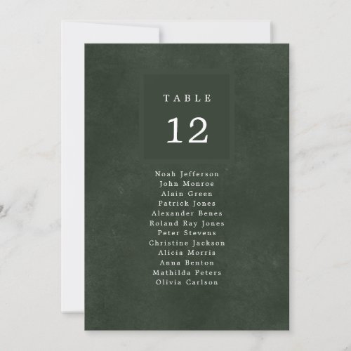 Green wedding guests seating chart table number