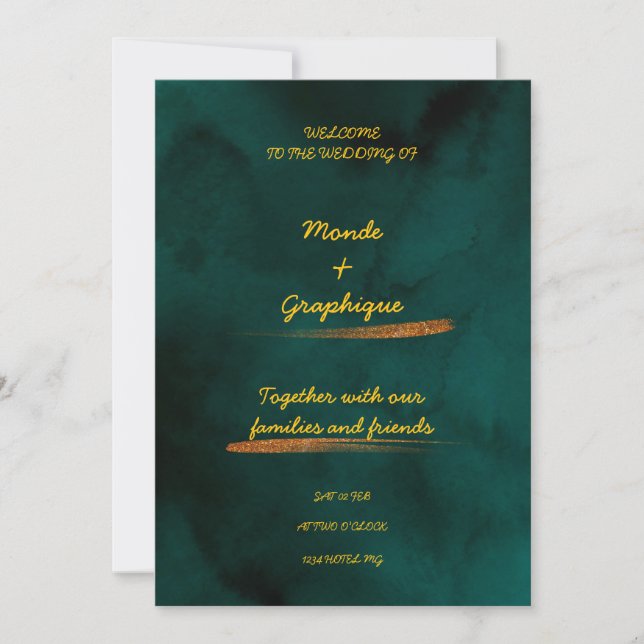 Green Wedding Invitations Art (Front)
