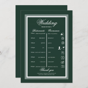Green wedding itinerary  invitation