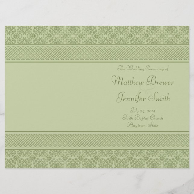 Green Wedding Order of Service & Ceremony Program (Front)