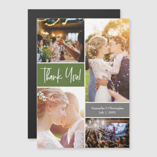 Green Wedding Photo Collage Vertical thank you