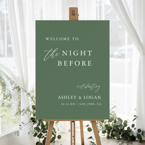 Green Wedding Rehearsal Dinner Welcome Foam Board