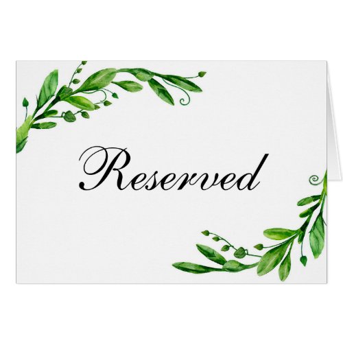 Green wedding reserved sign Summer table card