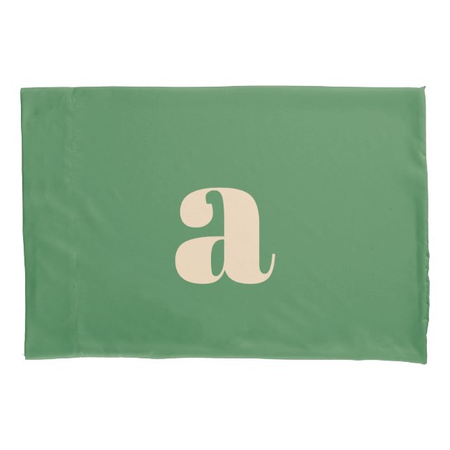 Green wedding retro modern initial  pillow case (Front)