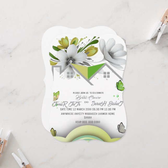 Green Wedding Save the date Template, wedding,  We Invitation (Front/Back In Situ)
