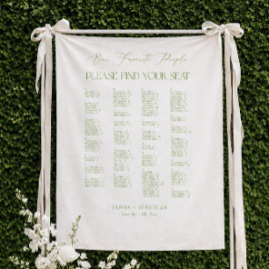 Green Wedding Seating Chart Alphabetical Fabric Tapestry