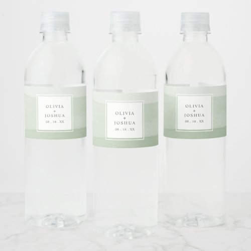 Green Wedding Water Bottle Label