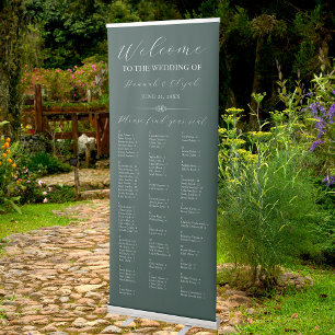 Green Wedding Welcome Alphabetical Seating Chart Retractable Banner