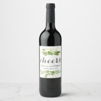 Green Wedding Wine Labels, Rustic Greenery Wine Label