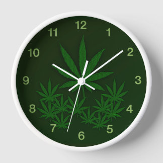Green Weed Green Numbers Clock