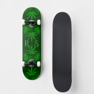 Green Weed Monogramed Skateboard