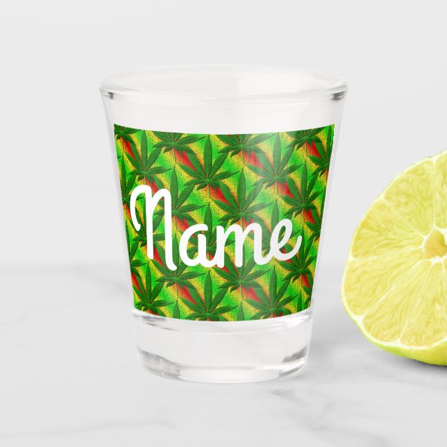 Green Weed party barware Shot Glass (Front)