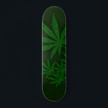 Green Weed Skateboard Deck<br><div class="desc">Hunter green background with subtle spread of leaves.</div>