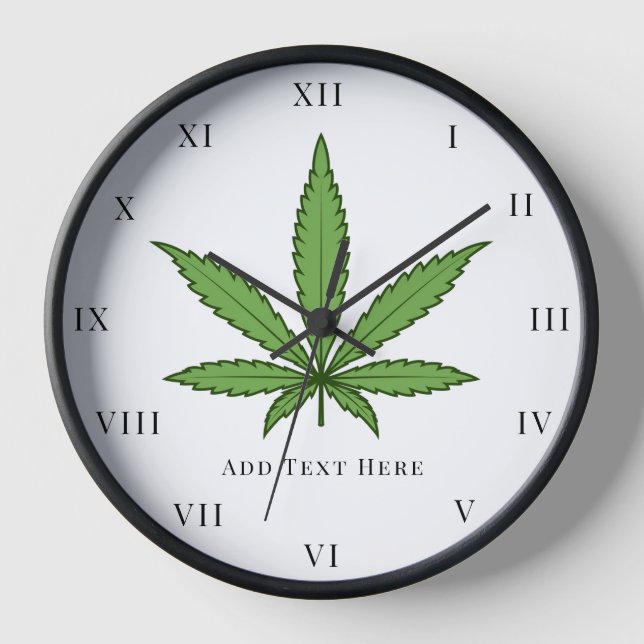 Green Weed Smoke Nature Floral Flowers Clock (Front)