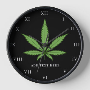 Green Weed Smoke Nature Floral Flowers Clock