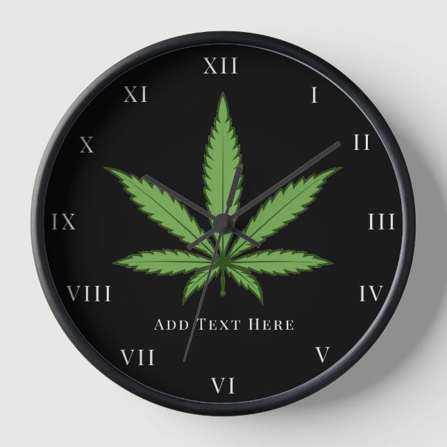 Green Weed Smoke Nature Floral Flowers Clock (Front)