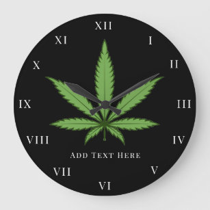 Green Weed Smoke Nature Floral Flowers Large Clock