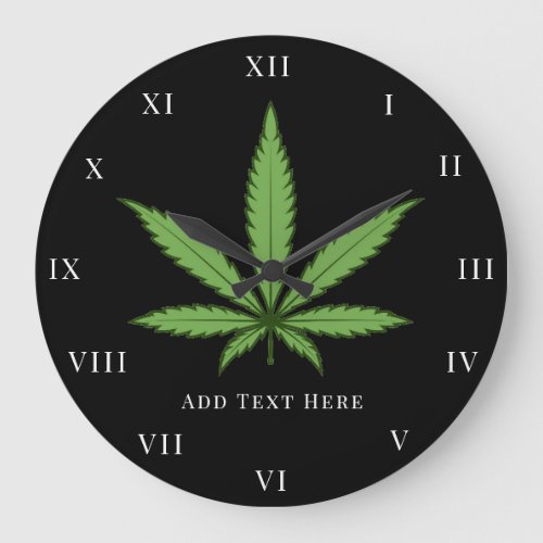 Green Weed Smoke Nature Floral Flowers Large Clock