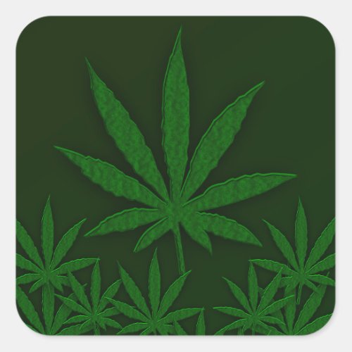 Green Weed Square Sticker