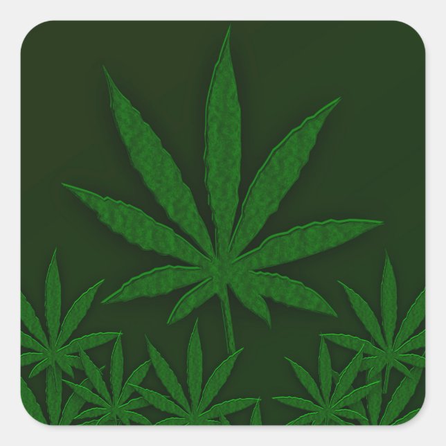Green Weed Square Sticker (Front)