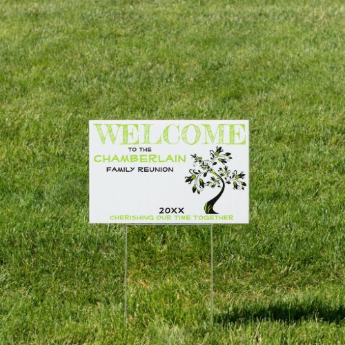 Green Welcome Family Reunion Modern Floral Tree