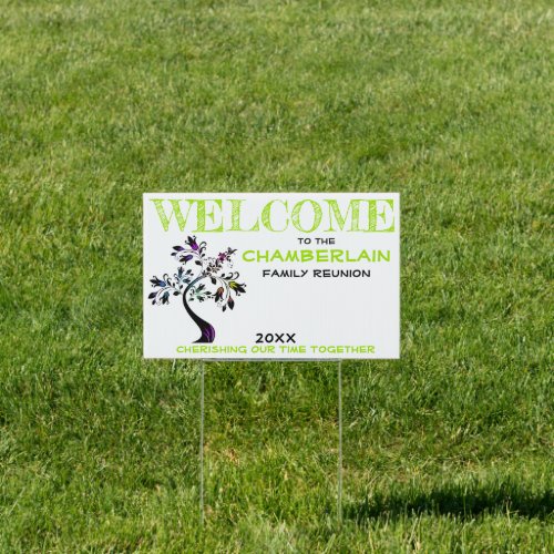 Green Welcome Family Reunion Modern Floral Tree