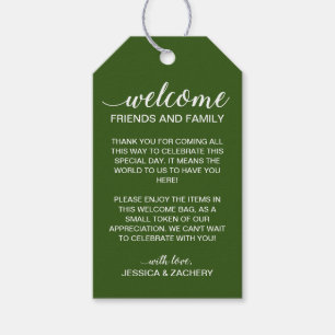 Green Welcome To Wedding Gift Basket Bag Tags