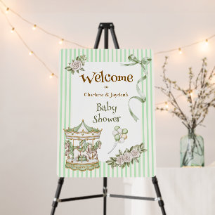 Green Welcome Vintage Horse Carousel Baby Shower Foam Board