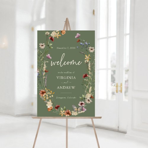 Green Welcome Wedding Foam Board