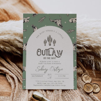 Green Western Baby Shower Invitation