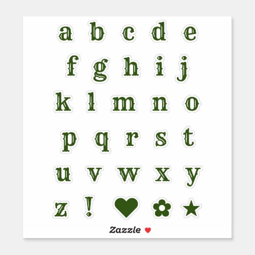 Green Western Letters  Monogram Alphabet Stickers