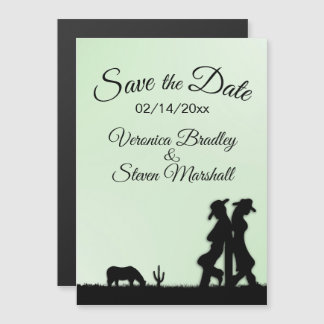 Green Western Theme Save the Date Magnetic Invitation
