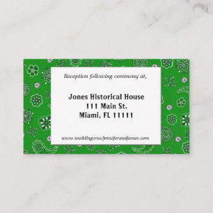 Green Western Wedding Reception Cards