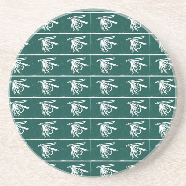 Green Wet Fly Pattern Trout Fly Coaster (Front)