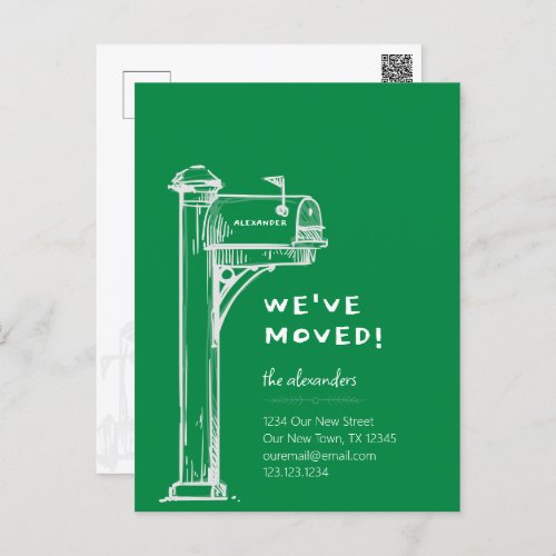 Green Weve Moved Distressed Mailbox Moving Postcard