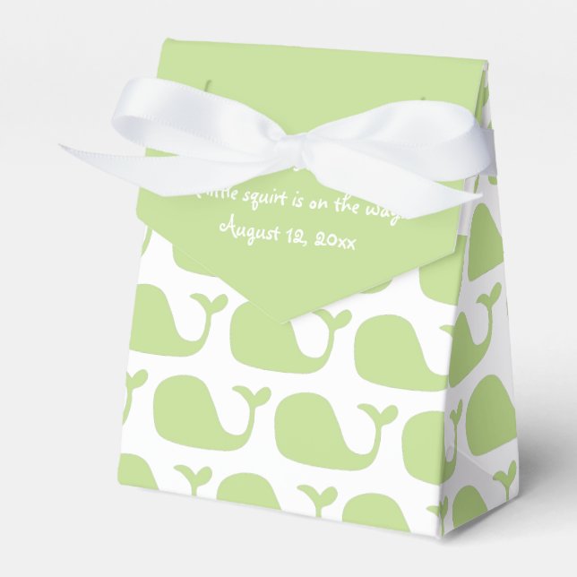 Green Whale Theme Baby Shower Favor Boxes (Front Side)